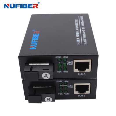 Nufiberギガビット媒体のコンバーター10/100/1000Mの単信単一モード1310nm/1550nm SC
